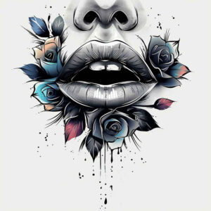 mouths-lips tattoo design ideas lightweight color overlays for lower thigh