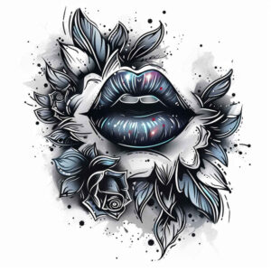mouths-lips tattoo design ideas minimalist crisp lines embodying determination