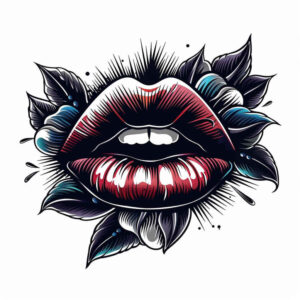 mouths-lips tattoo design ideas no shading displaced objects for behind ear
