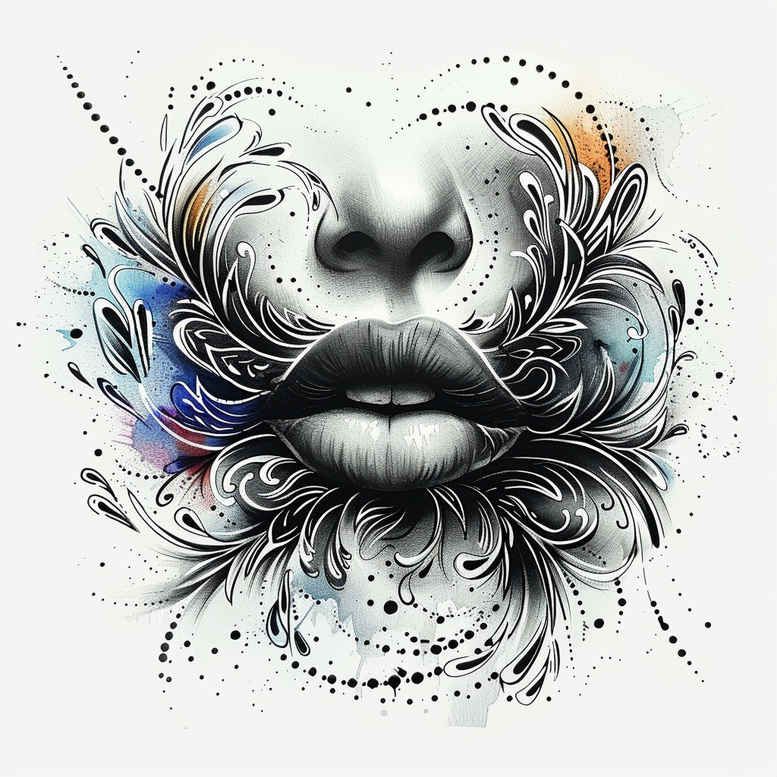 mouths-lips tattoo design ideas single color dynamic shapes for wrist