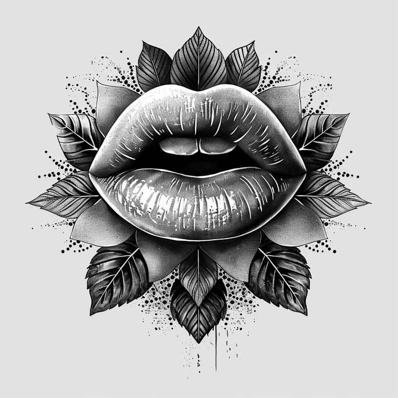 mouths-lips tattoo design ideas unembellished fine-line meaning endurance