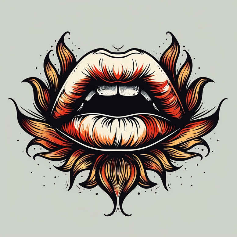 mouths-lips tattoo design ideas symbolic fluid motion for hip