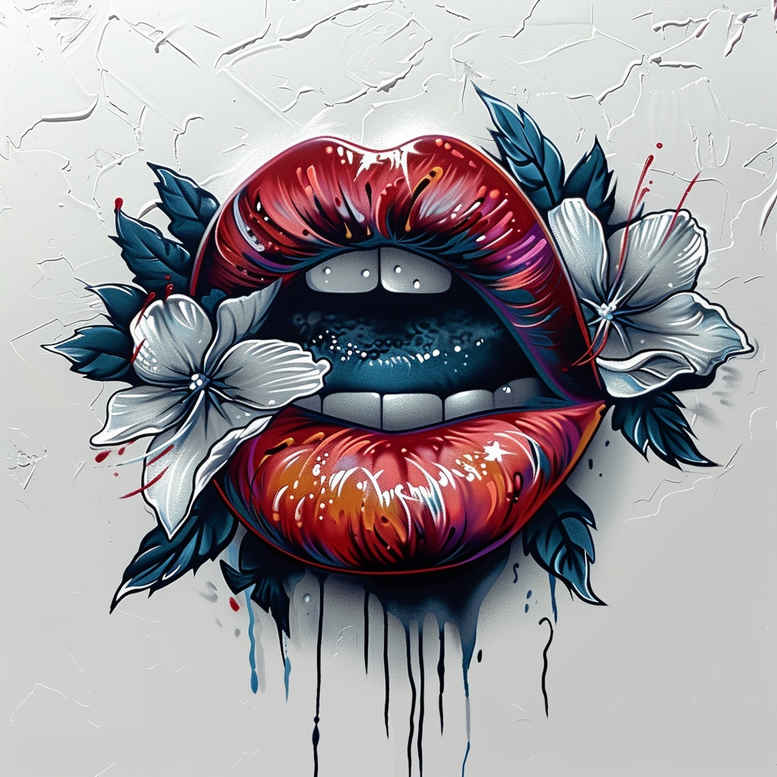 mouths-lips tattoo design ideas sparse fluid motion meaning resilience