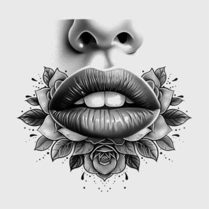 mouths-lips tattoo design ideas simple form high-key for lower arm