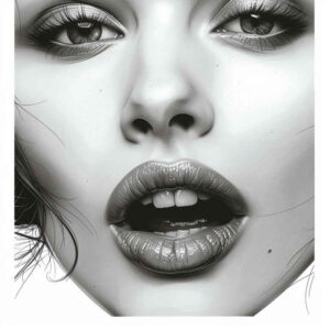 mouths-lips tattoo design ideas clean lines mirrored effect for upper chest