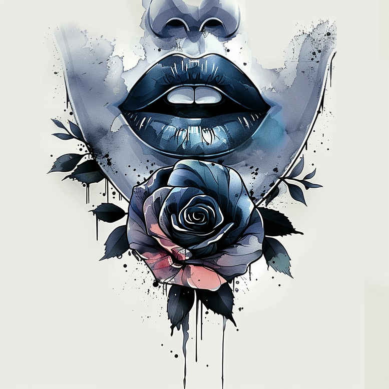 mouths-lips tattoo design ideas no fill Neotraditional vivid color meaning courage