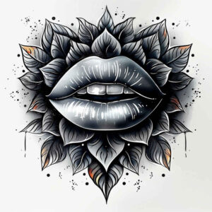 mouths-lips tattoo design ideas symbolic real-life shading for sternum