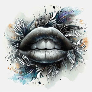 mouths-lips tattoo design ideas dotwork Realism photo-like tattoo stands for determination