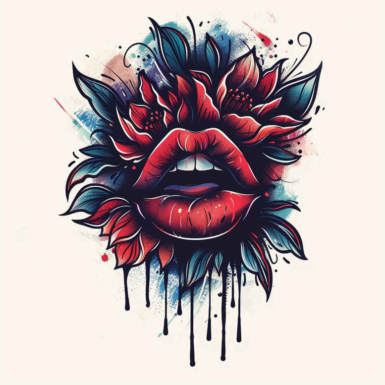 mouths-lips tattoo design ideas precise Realism realistic color for lower back
