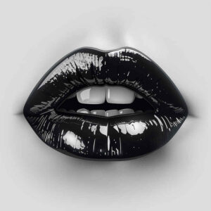 mouths-lips tattoo design ideas minimalist script Realism reflection effect for shin