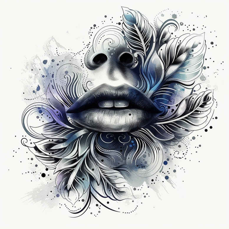 mouths-lips tattoo design ideas negative space Realism soft highlights for hip