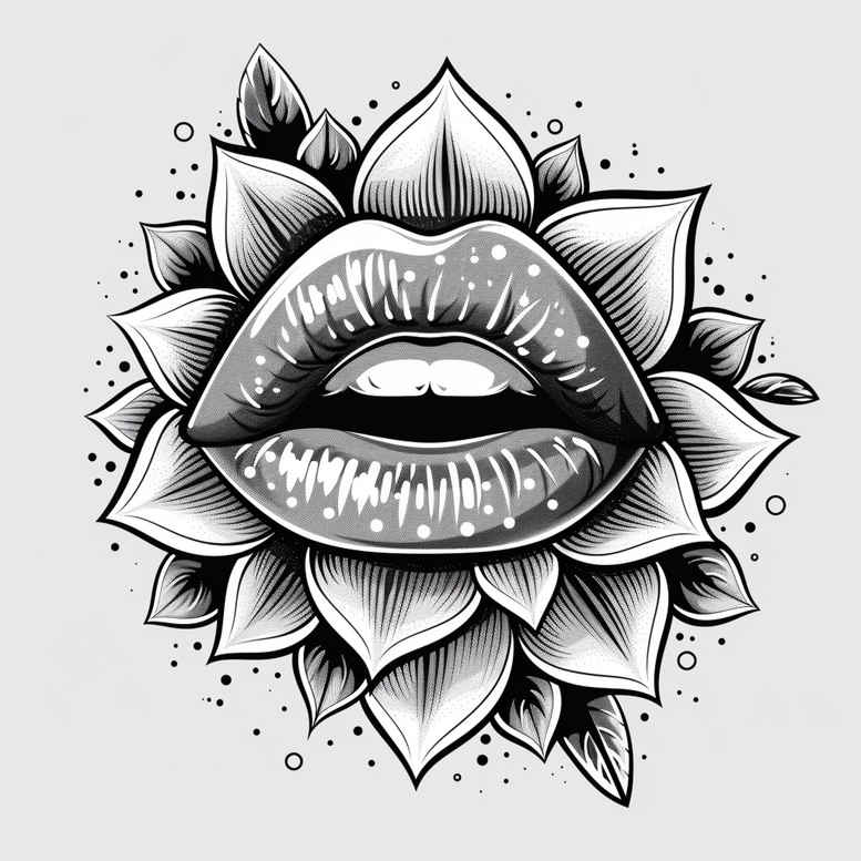 mouths-lips tattoo design ideas single color realistic contrast shows resilience