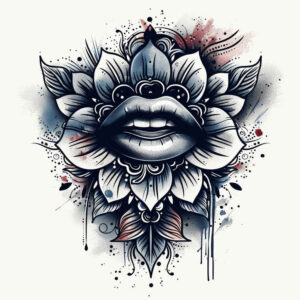 mouths-lips tattoo design ideas pinprick realistic shadowing for palm