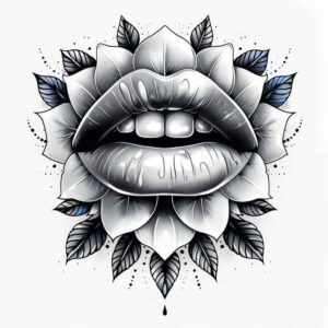 mouths-lips tattoo design ideas clear-cut surreal meaning courage