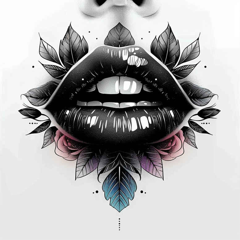 mouths-lips tattoo design ideas essential lines Surrealism altered reality for upper back