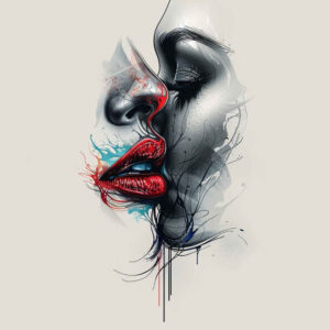 mouths-lips tattoo design ideas slender Surrealism chromatic aberration represents perseverance
