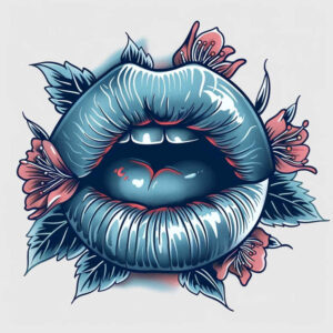 mouths-lips tattoo design ideas no background Surrealism enigmatic light for lower chest
