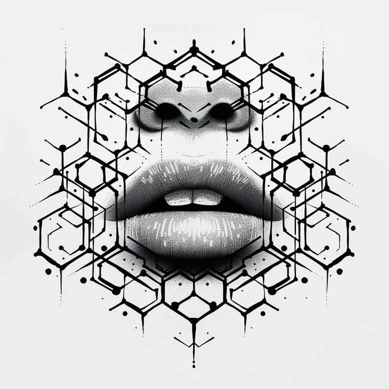 mouths-lips tattoo design ideas simple dot Surrealism ethereal glow strength and power