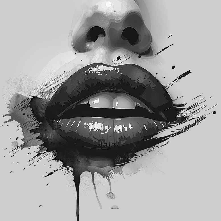 mouths-lips tattoo design ideas outline only Surrealism illusionary shows courage
