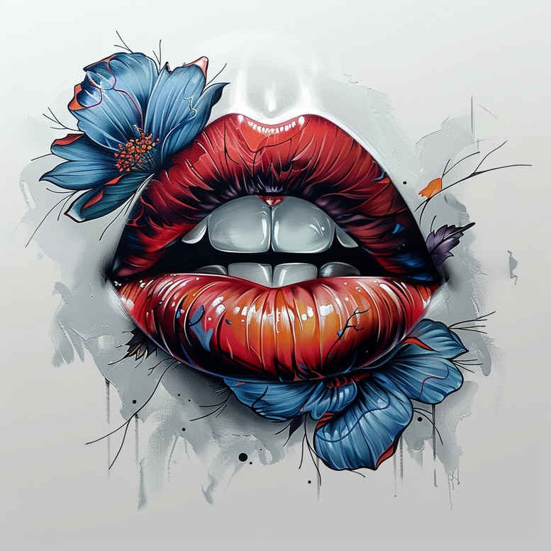 mouths-lips tattoo design ideas airy Surrealism melted shapes embodying resilience