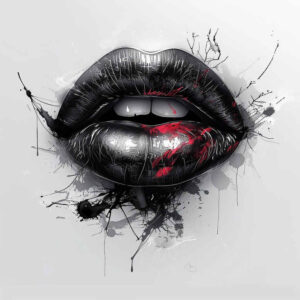 mouths-lips tattoo design ideas miniature Surrealism melting forms for shoulder blade