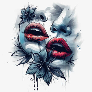 mouths-lips tattoo design ideas plain tattoo Surrealism morphic transformation for upper shoulder