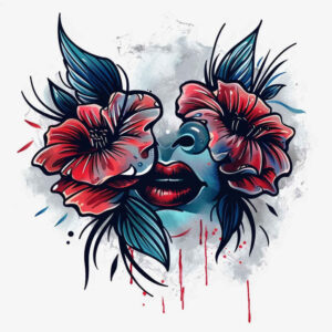 mouths-lips tattoo design ideas single line Surrealism mystical embodying resilience