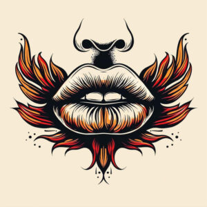 mouths-lips tattoo design ideas empty space Surrealism phantom shadows symbol of perseverance