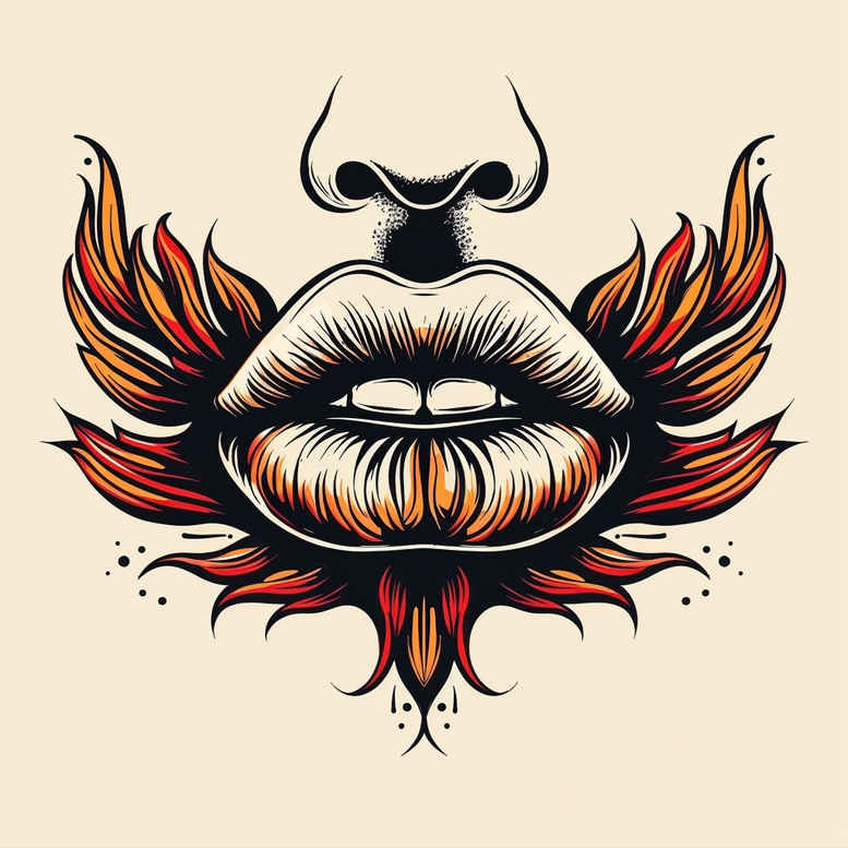 mouths-lips tattoo design ideas empty space Surrealism phantom shadows symbol of perseverance