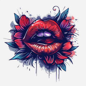 mouths-lips tattoo design ideas fine dot Surrealism psychological depth for side torso