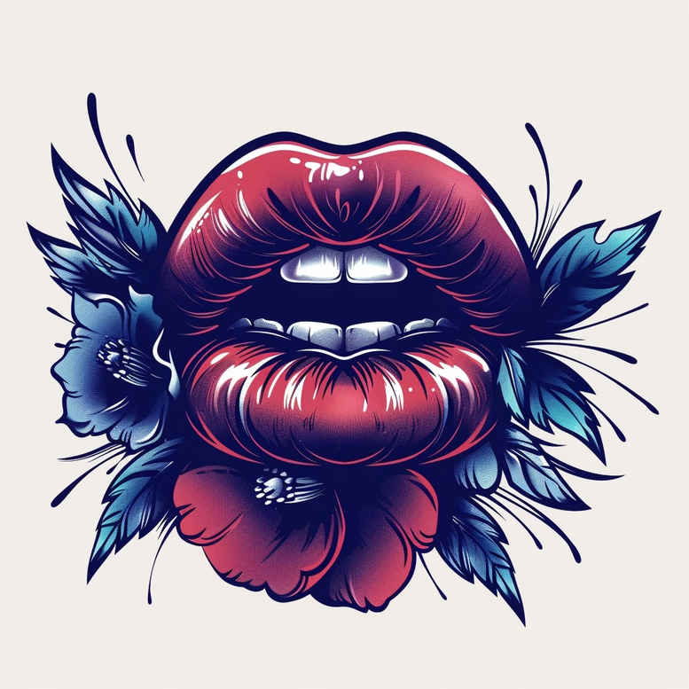 mouths-lips tattoo design ideas dotwork Surrealism shifting shapes meaning perseverance