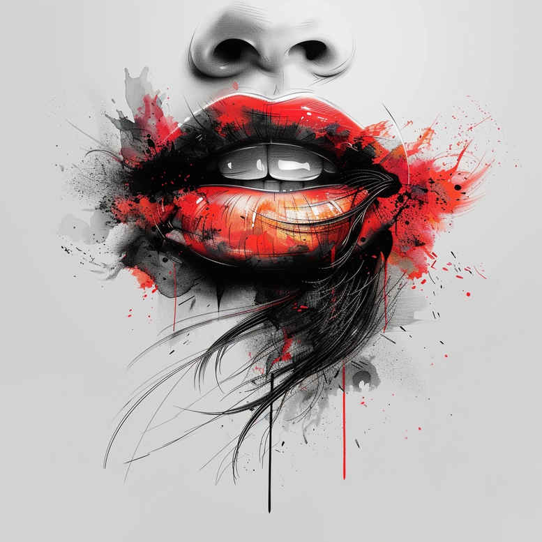 mouths-lips tattoo design ideas micro symbol Surrealism subconscious themes for upper back