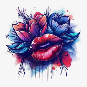 mouths-lips tattoo design ideas small detail textured for back of neck