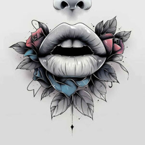 mouths-lips tattoo design ideas thin line vivid detail courage and power