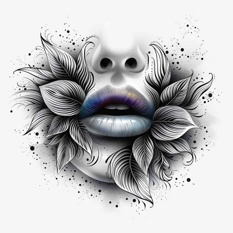 mouths-lips tattoo design ideas diminutive vivid detail for thigh