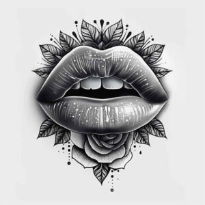 mouths-lips tattoo design ideas pure outline vivid hues symbolising determination