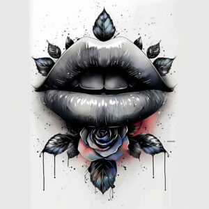 mouths-lips tattoo design ideas tiny motif watercolor-style for shoulder