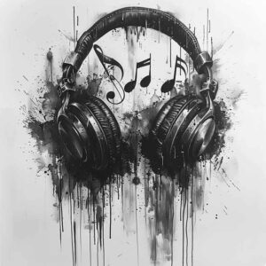 abstract-music – tattoo design ideas free ai generated – short-stroke – for-upper-arm – Gallery: music-inkby-ai