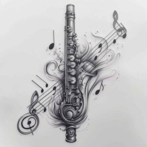 abstract-music – tattoo design ideas free ai generated – silent – for-lower-leg – Gallery: music-inkby-ai