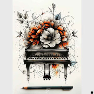 acoustic-music – tattoo design ideas free ai generated – no-excess – for-abdomen – Gallery: music-inkby-ai