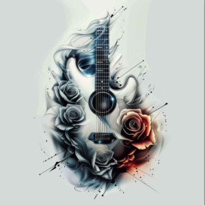 acoustic-music – tattoo design ideas free ai generated – plain – for-lower-chest – Gallery: music-inkby-ai
