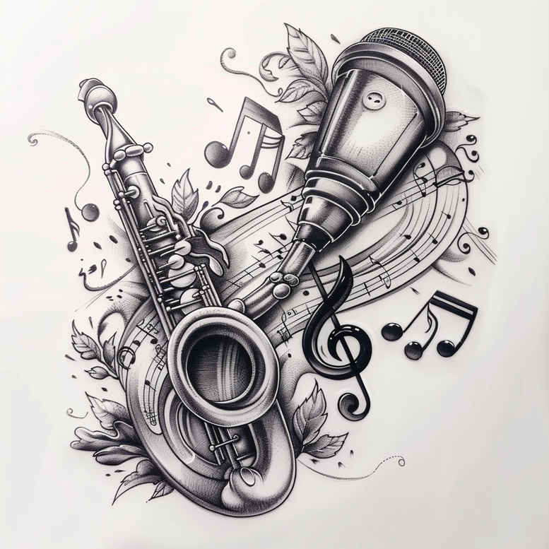 classical-music – tattoo design ideas free ai generated – tiny-motif – for-scapula – Gallery: music-inkby-ai