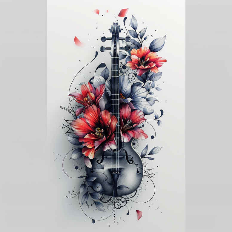 electronic-music – tattoo design ideas free ai generated – outline-only – for-shin – Gallery: music-inkby-ai