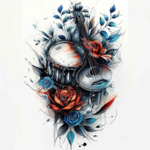 ethnic-music – tattoo design ideas free ai generated – minimal-texture – for-heel – Gallery: music-inkby-ai