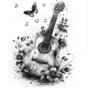 jazz-music – tattoo design ideas free ai generated – minimal-texture – for-shoulder – Gallery: music-inkby-ai