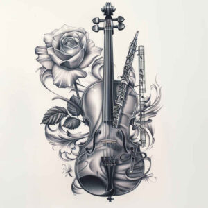 melody – tattoo design ideas free ai generated – empty-space – for-side – Gallery: music-inkby-ai