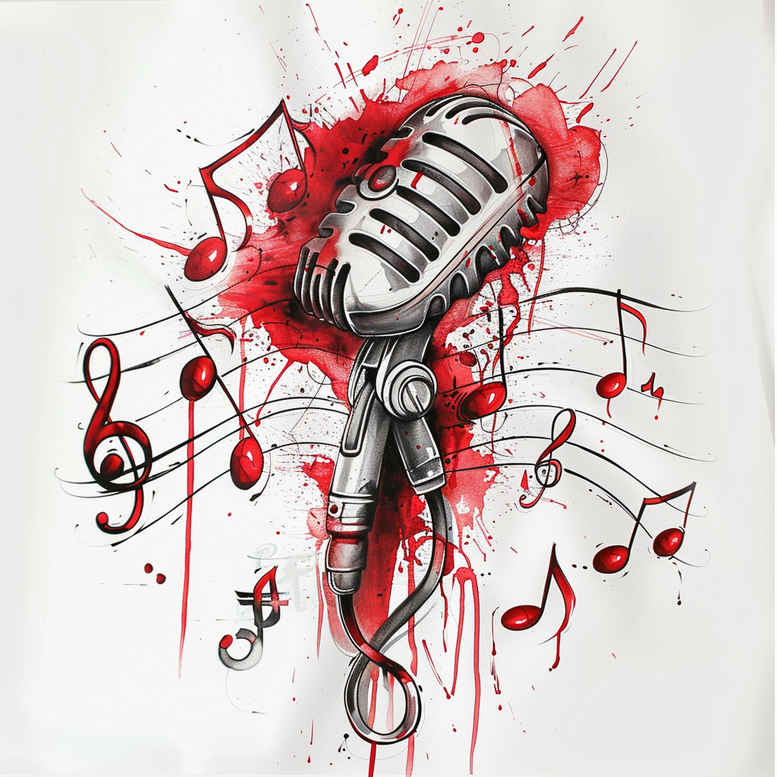 music-and-wave – tattoo design ideas free ai generated – few-strokes – for-heel – Gallery: music-inkby-ai