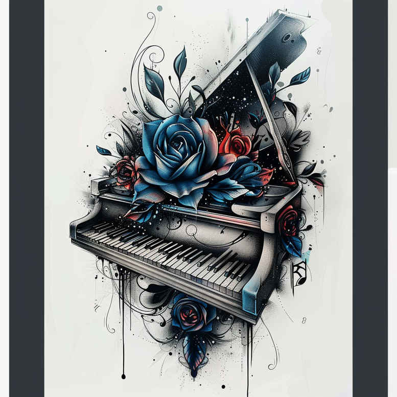 music-and-wave – tattoo design ideas free ai generated – single-line – for-foot – Gallery: music-inkby-ai