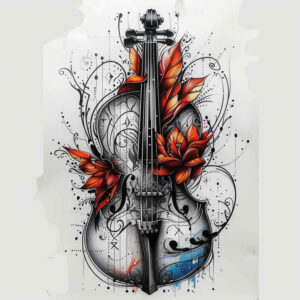 music-as-art – tattoo design ideas free ai generated – small-detail – for-upper-chest – Gallery: music-inkby-ai