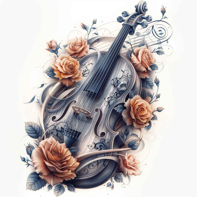music-with-detail – tattoo design ideas free ai generated – small-detail – for-thigh – Gallery: music-inkby-ai